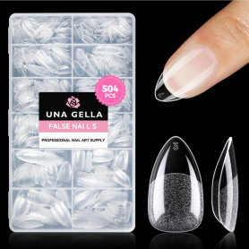 UNA GELLA Capsule Américaine Ongles Courts en Amande, 504 Pièces 12 Tailles Autocollantes, Faux Ongles Gel Extensions d'Ongles, 