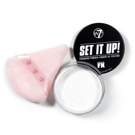 W7 Set It Up! Poudre Libre Fixante & Houpette Précision – Poudre Translucide Ultra Légère & Puff Doux pour un Fini Mat Flawless 