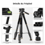 Trépied Appareil Photo pour Smartphone 190cm, K&F CONCEPT S255A3+BV01 Trépied Caméra avec Clip de Téléphone, pour DSLR Nikon Can