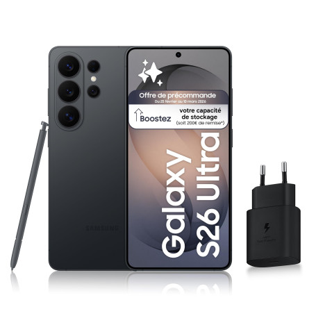 Samsung Galaxy S26 Ultra, Smartphone Android 5G avec Galaxy AI, 1 to, Chargeur Secteur Rapide 25W Inclus, Smartphone déverrouill