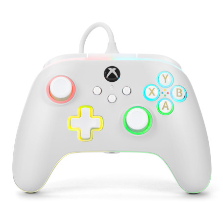 Manette filaire PowerA Advantage pour Xbox Series X|S avec bande LED Lumectra + RVB - Blanc