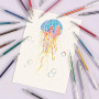 Grabie Stylos à encre gel à paillettes - 18 couleurs - Stylos à encre gel métallisée pour coloriage, marqueurs rétractables à pa