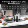 AMZCHEF plaque induction avec deux zones flexibles, plaque de cuisson induction 4 zones avec fonctionnement silencieux (42dB), 9