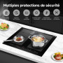 AMZCHEF plaque induction avec deux zones flexibles, plaque de cuisson induction 4 zones avec fonctionnement silencieux (42dB), 9