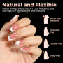 UNA GELLA Capsule Américaine Ongle Carrée Courte, 120 PCS 12 Tailles Full Cover Capsules Ongles, Soft Gel Pré-Limé, Press-On pou