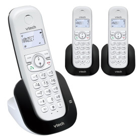 VTech Téléphone sans Fil DECT à 3 combinés, à Double Charge avec répondeur, Blocage d'appel, Identification de l'appelant/Appel 