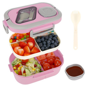 Kasanni Bento Lunch Box, Lunch Box Enfant Adulte Boîte 1200ml avec 3 Compartiments, Anti-Fuite Lunchbox, sans BPA, pour Lave-vai