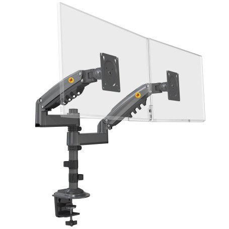Support bureautique avec Ressort à gaz pour Deux écrans LCD 17″ – 27″ (43 cm – 69 cm de Diagonale) et Jusqu’à 9 kg chacun