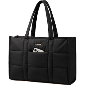 LOVEVOOK Sac Cabas Femme, Puffer Sac a Main Sacs Ordinateur Grand, Sac de Cours Sac Fourre Tout pour Les Cours Lycee Travail Uni