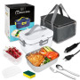 IGUGI Lunch Box Chauffante Électrique 1.8 L,4 en 1 12V/24V/220V~240V Gamelle Chauffante,75W Acier Inox Chauffage Rapide Gamelle,