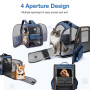 Lekespring Sac Transport Chat avec 4 Entrées, Sac Transport Chien Respirant - Sac a Dos Chat avec Harnais Intérieur - Sac a Dos 