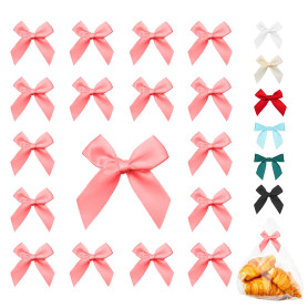 svpfuo Lot de 60 petits nœuds DIY, nœuds décoratifs faits à la main, nœuds cadeaux autocollants, mariages, emballages cadeaux, b