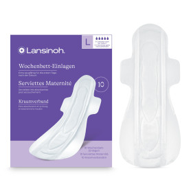 Lansinoh I Serviettes Hygiéniques pour Saignement Post-Partum - Protection Jour & Nuit - Ultra Absorbantes avec Ailettes - Anti-