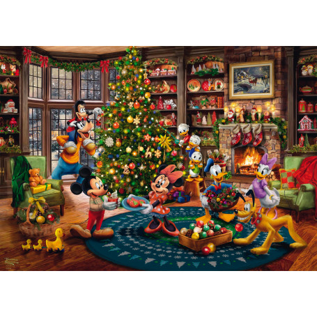 Schmidt Spiele 58047 Disney, Mickey et Minnie décorant Le Sapin, Thomas Kinkade, Puzzle 1000 pièces