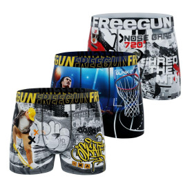 FREEGUN Boxer Enfant Sport, Caleçon Garçon Respirant, Confortable et Doux (Lot de 3), Gris Taille 8 ans/10 Ans