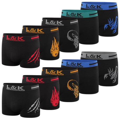L&K Lot de 5/8/10 Boxers rétro en Microfibre Collection, Tailles S-3XL, Confortable et sans Coutures latérales gênantes, différe