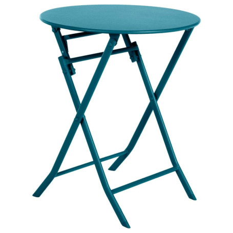 Table de Jardin Ronde Pliante Greensboro Bleu Canard - 2 Places
