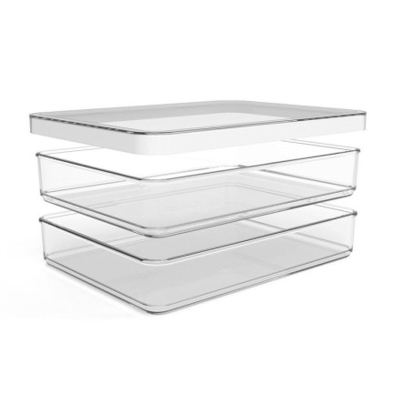 Lot de 2 boîtes alimentaires empilables Rotho Unica - 0,85 L, Transparent/Blanc