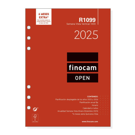 Calendrier mural hebdomadaire 2025 - Finocam Open en espagnol