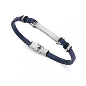 Bracelet en Cuir Bleu avec Plaque en Acier Inoxydable Viceroy