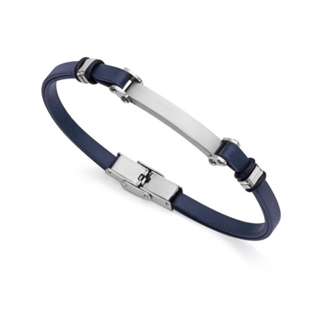 Bracelet en Cuir Bleu avec Plaque en Acier Inoxydable Viceroy