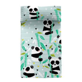 Couvre-lit HappyFriday Moshi Moshi Bleu Ours Panda 200 x 260 cm
