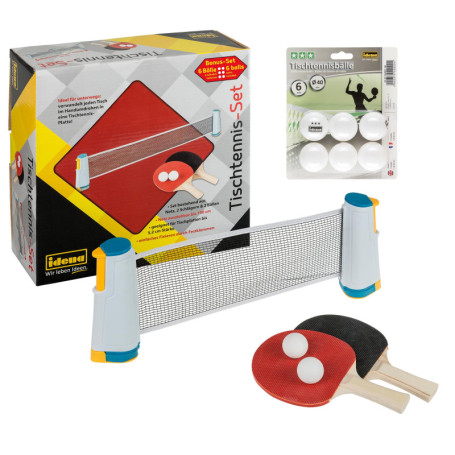Set de Tennis de Table Idena avec Filet, Raquettes et Balles Incluses