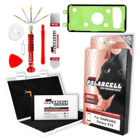 Batterie PolarCell pour Samsung Galaxy S10 avec Outils et Adhésif - 3600mAh