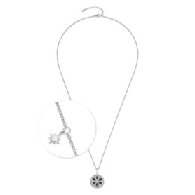 Collier long en acier inoxydable argenté avec pendentif étoile