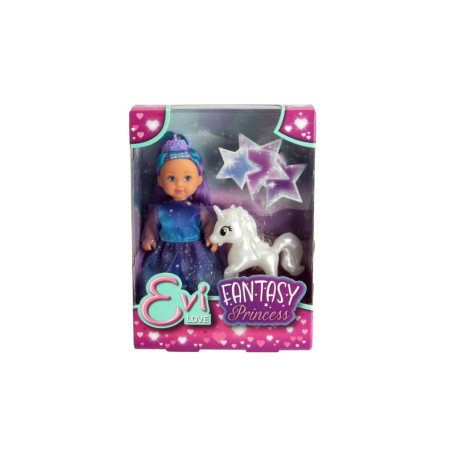 Poupée Evi Love Fantasy Princess avec Licorne Scintillante - 12 cm