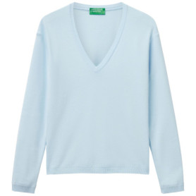 Pull en Coton Bleu à Col V pour Femme - United Colors of Benetton