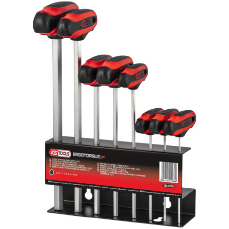 Jeu de clés mâles en T KS TOOLS - 6 pans, acier chromé