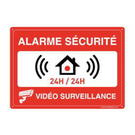 Panneau de Signalisation Alarme 24h/24h - Prépercé avec Angles Arrondis en PVC Rigide
