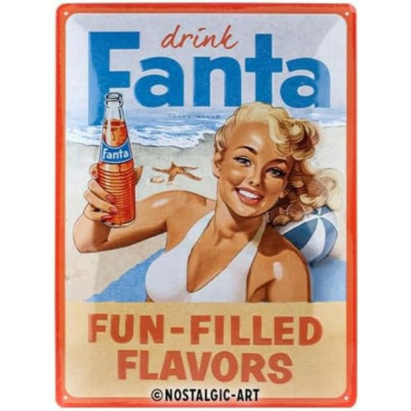 Plaque Murale Rétro Fanta Beach Girl - Décoration Vintage en Métal 30x40 cm