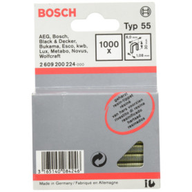 Agrafes à dos étroit Bosch type 55 résinées 6 x 30 mm - 1000 pièces