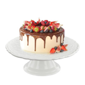 Présentoir à Gâteau Rond en Céramique Blanc Focenat - Idéal pour Mariages et Anniversaires