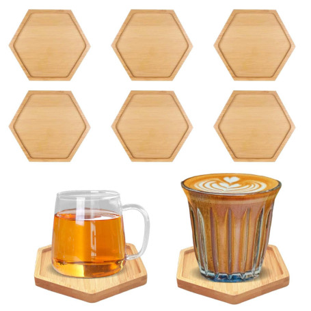 Ensemble de 8 Sous-Verres en Bambou Naturel - Élégance et Praticité