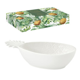 Coffret Saladier Ananas en Porcelaine - 30 x 19 cm