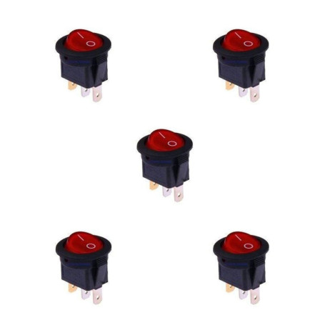 Lot de 5 interrupteurs à bascule ronds HeyNana - Lumière rouge 10 A
