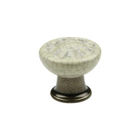 Lot de 2 Boutons de Tiroir Vintage en Laiton et Porcelaine