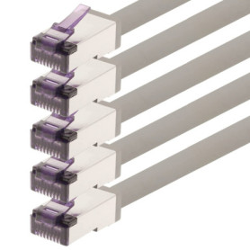 Câble Réseau Ethernet CAT6a Superflex 7,5 m - 5 Pièces - 10 Gbit/s - Gris