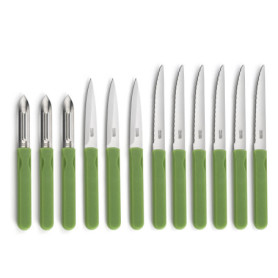 Set de 12 Couteaux de Cuisine Pradel Essentiel Energy - Acier Inoxydable Vert