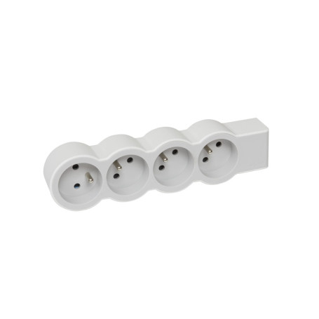 Multiprise Extra-Plate Legrand - 4 Prises avec Terre, Blanc et Gris Clair