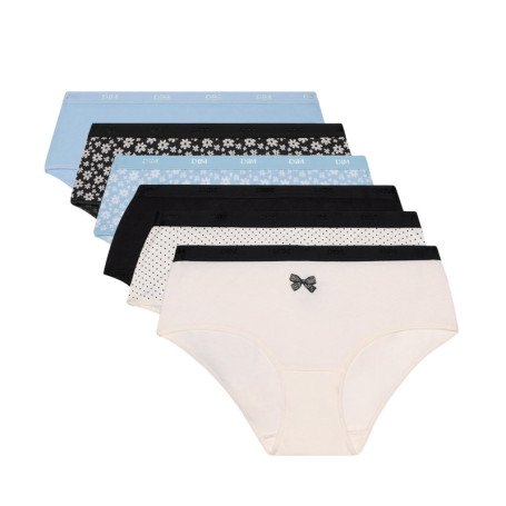 Lot de 6 Boxers Femme Coton Stretch Colorés - DIM Les Pockets