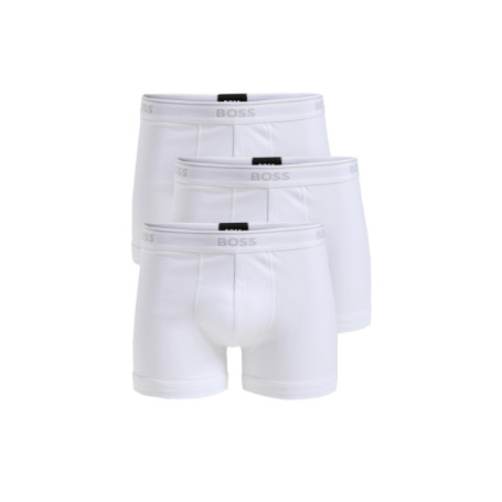 Lot de 3 Boxers Longs BOSS en Coton Stretch - Blanc Brillant