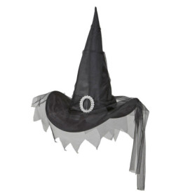 Chapeau de Sorcière Noir avec Tulle pour Halloween
