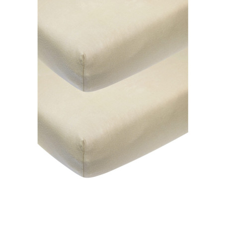 Drap de lit 2 pièces Meyco Baby Uni en coton doux - Sable