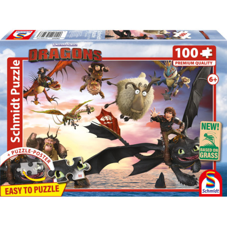 Puzzle Dragons en Action - 100 pièces pour Enfants Schmidt