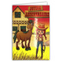 Carte d'Anniversaire Paillettes Cowgirl pour Fille - Enveloppe Jaune 12x17,5cm