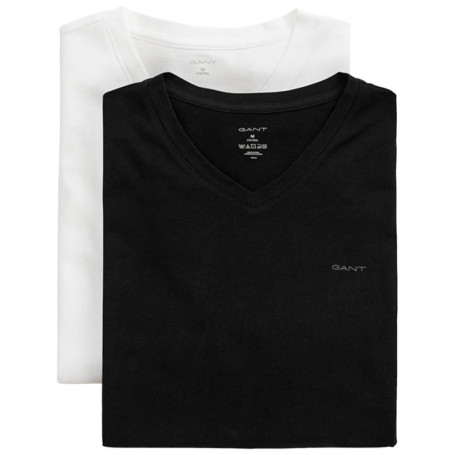 Lot de 2 T-Shirts Col V GANT - Noir et Blanc pour Hommes